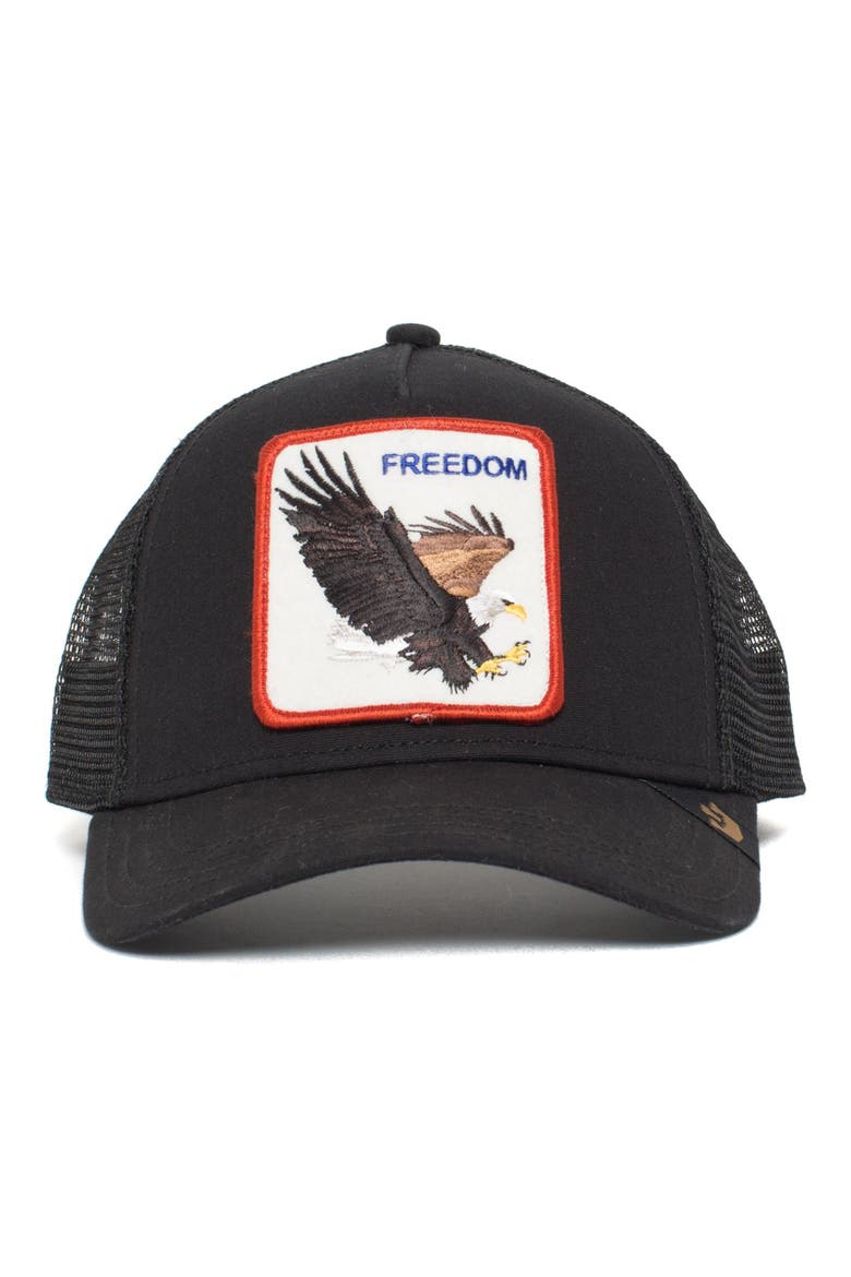 The Freedom Eagle Trucker Hat, Main, color, BLACK