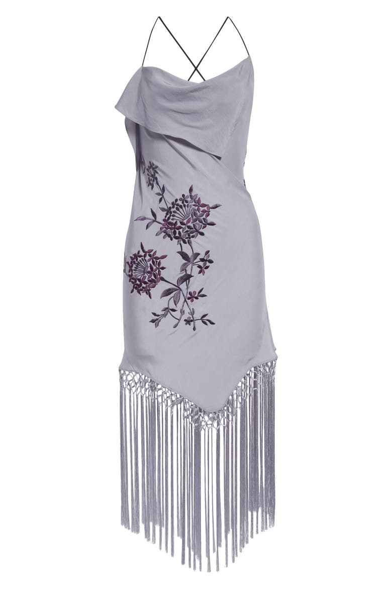 Demi Couture Piano Shawl Embroidered Silk Dress, Alternate, color, PURPLE
