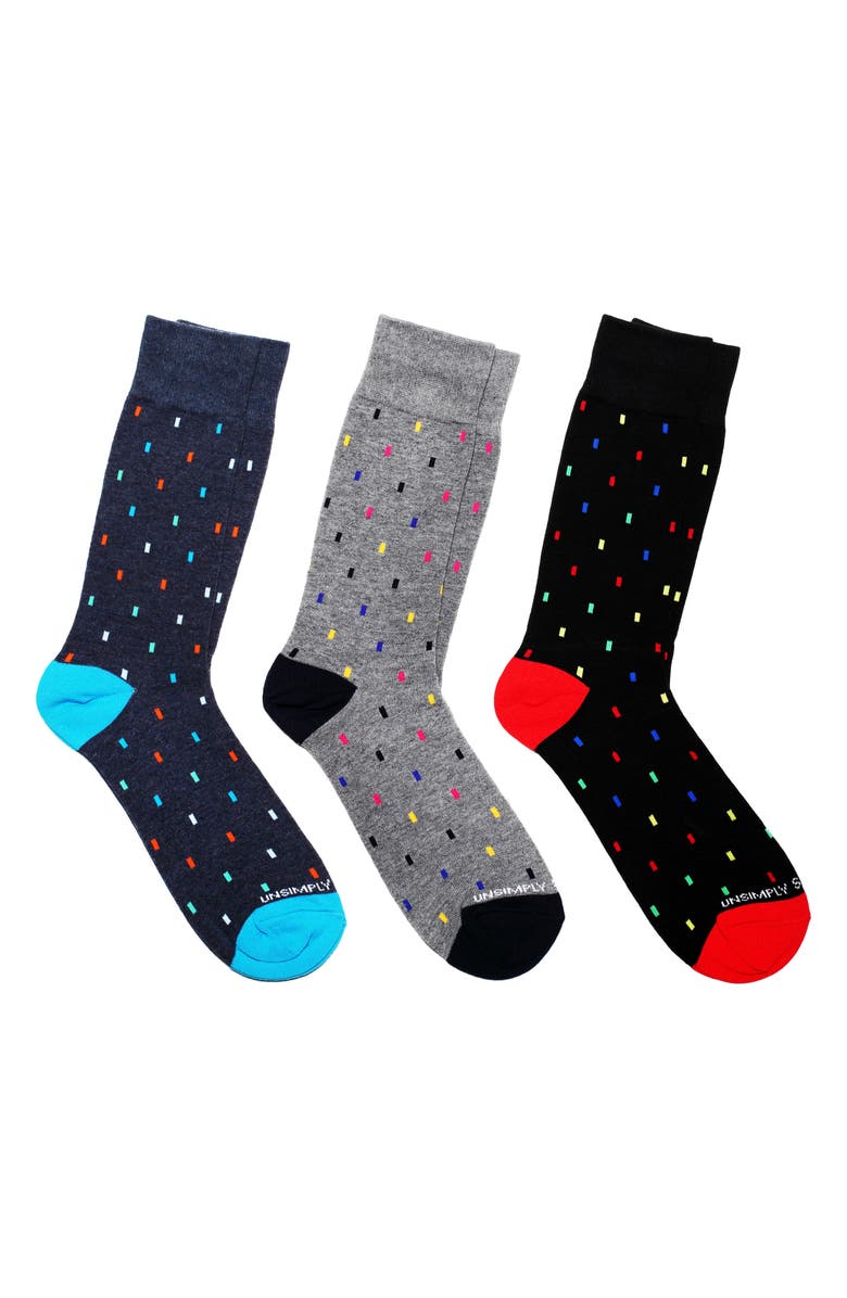 UNSIMPLY STITCHED Assorted 3-Pack of Crew Socks, Main, color, Blue Multi