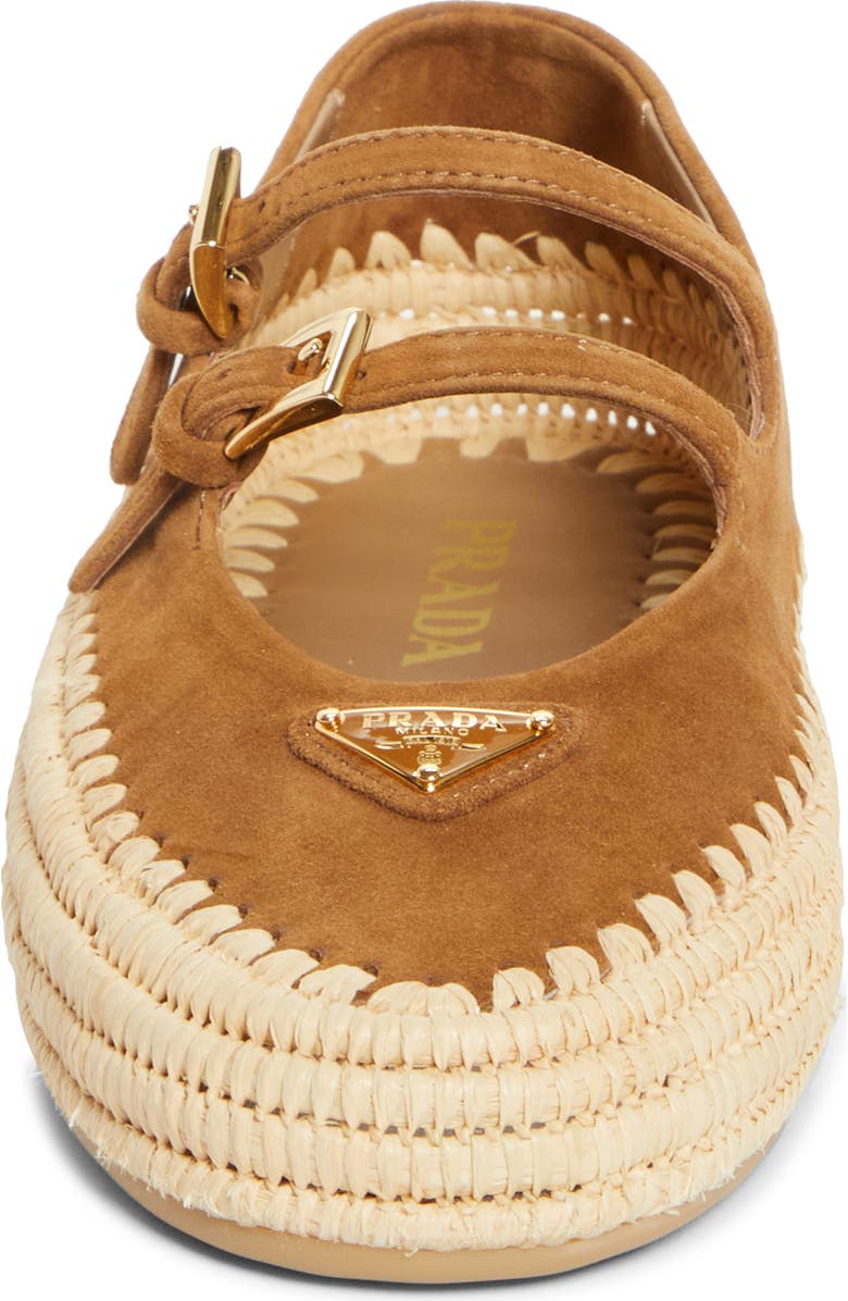 Prada Raffia Double Strap Mary Jane Flat, Alternate, color,