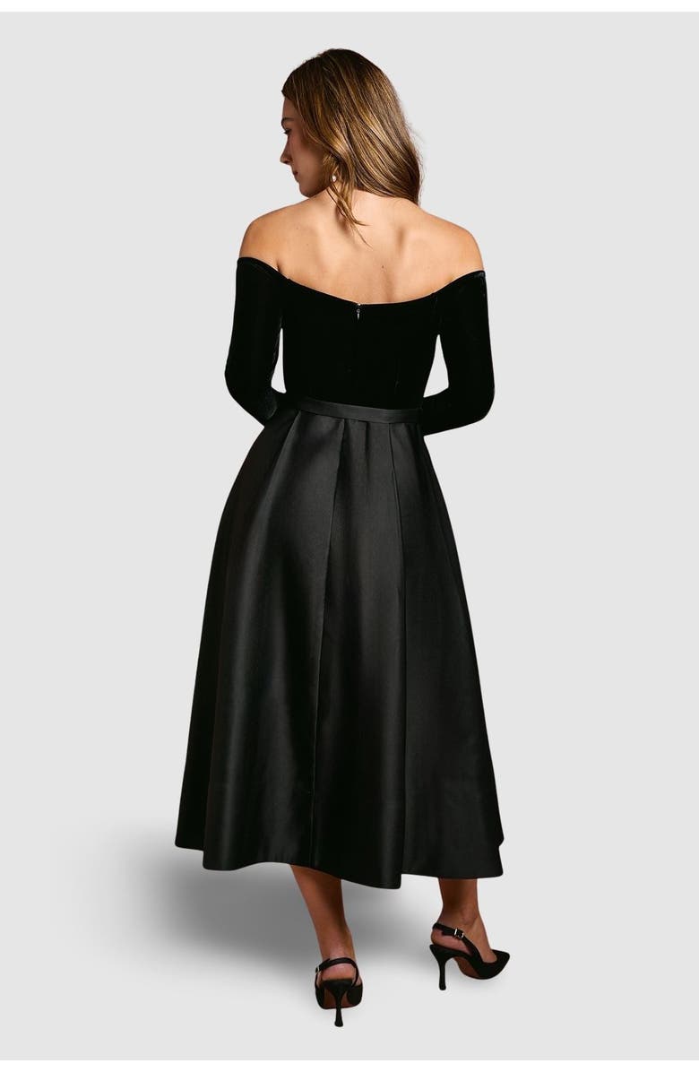 Coast Bardot Full Skirted Midi Dress, Alternate, color, Black