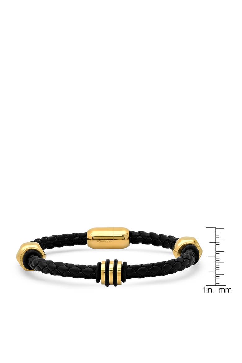 Men's Braided Leather Bracelet, Alternate, color, GOLD