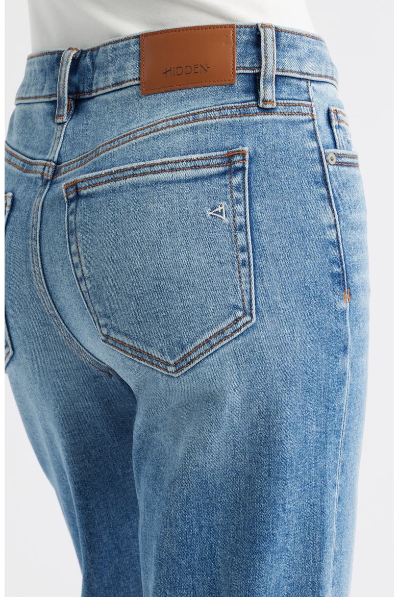 Cuffed Mid Rise Straight Leg Jeans, Alternate, color, MEDIUM WASH