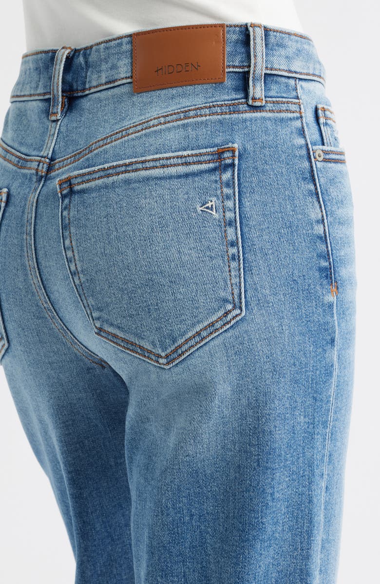 HIDDEN JEANS Cuffed Mid Rise Straight Leg Jeans, Alternate, color, Medium Wash