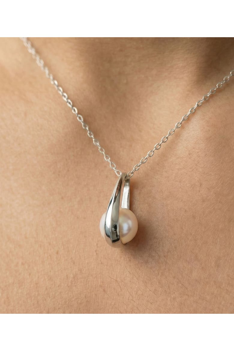 14K Gold Freshwater Pearl Regina Pendant, Alternate, color, White Gold