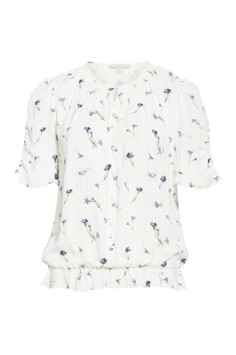 Vonny Floral Ruched Sleeve Blouse, Alternate, color, PORCELAIN