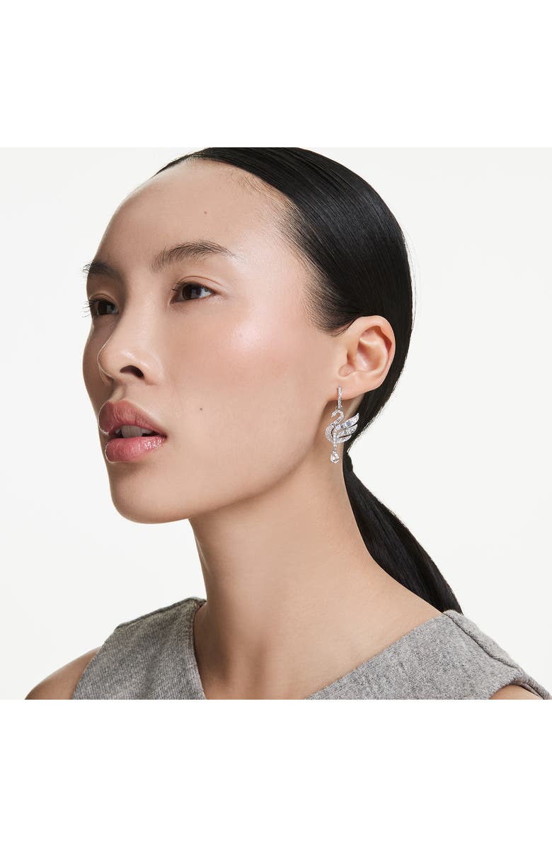 Swarovski Swan Crystal & Faux Pearl Drop Earrings, Alternate, color, White/ Silver