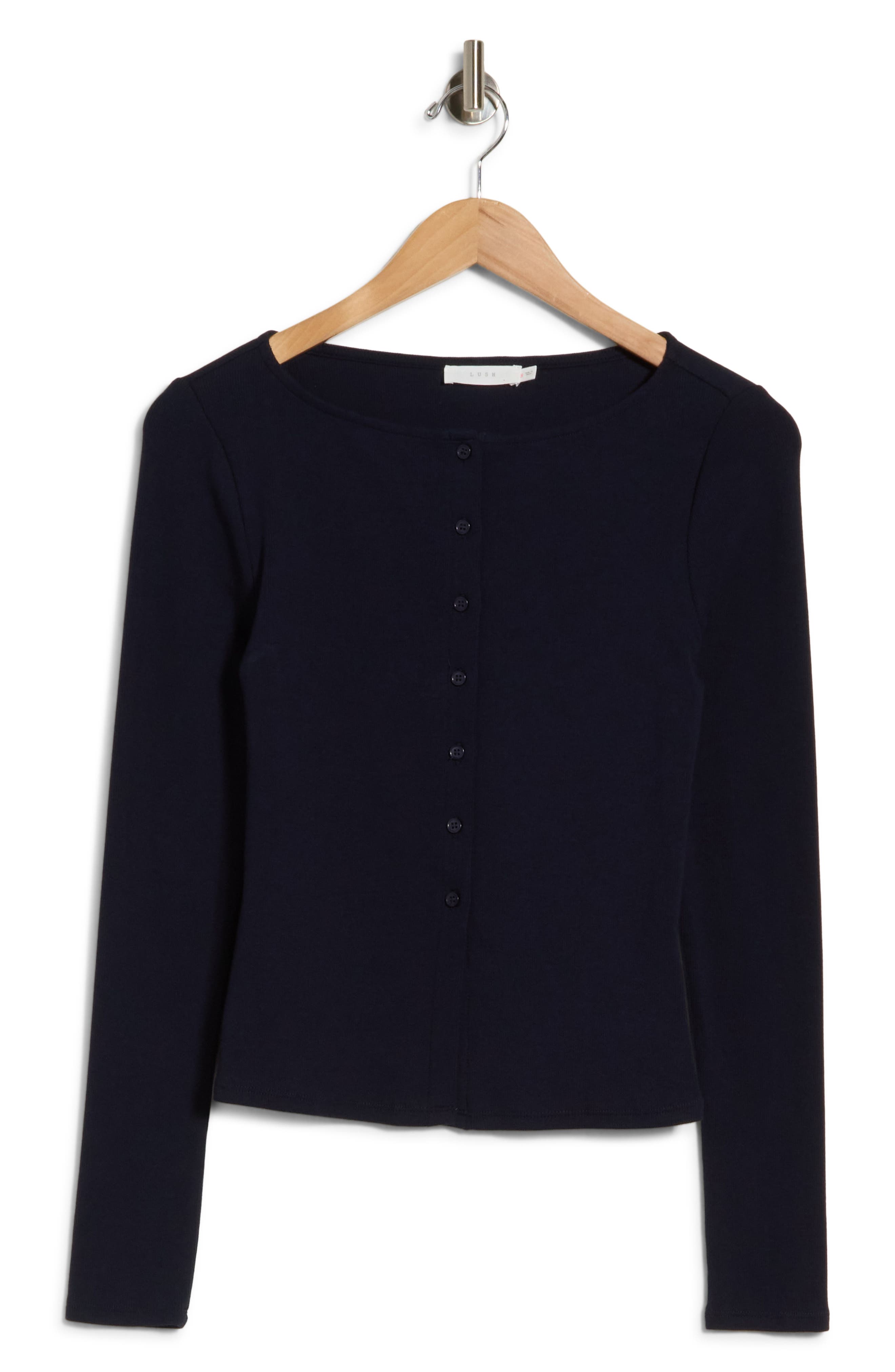 Lush Long Sleeve Button Front Crop Top (Women) | Nordstromrack