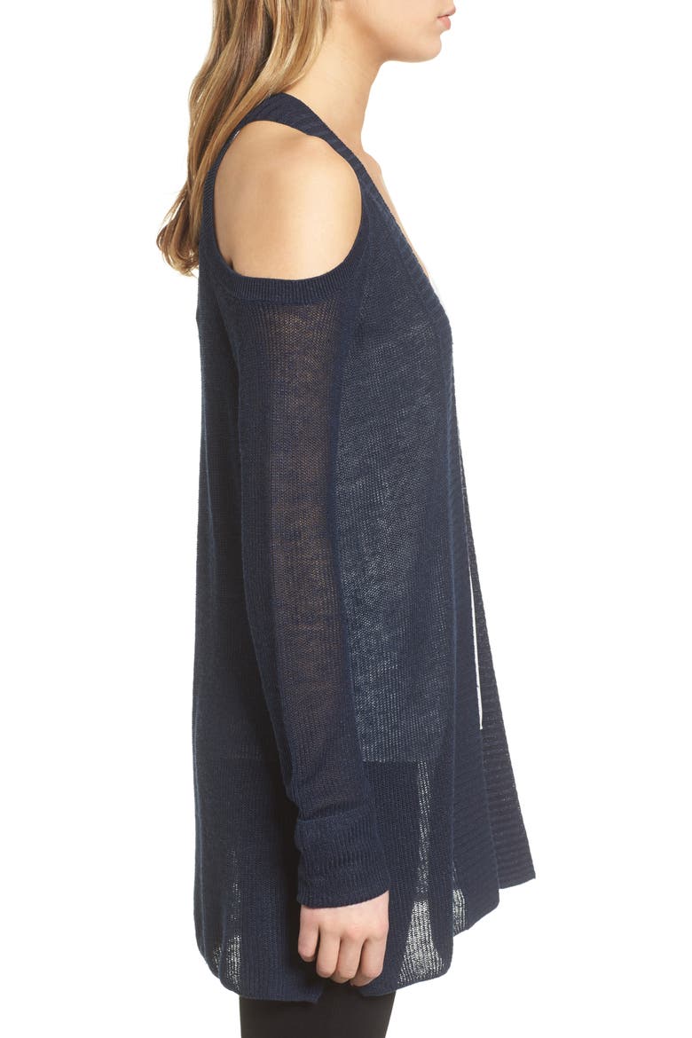 Cold Shoulder Cardigan, Alternate, color, NAVY BLAZER