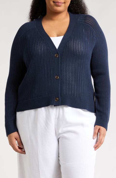 Pointelle V-Neck Cardigan