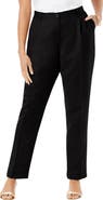 Jessica London Linen Pleat-Front Pant