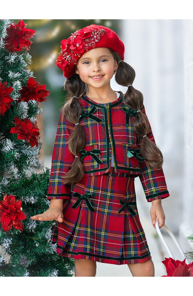 Mia Belle Girls Made For Fashionistas Festive Blazer And Skirt Set, Alternate, color, Red