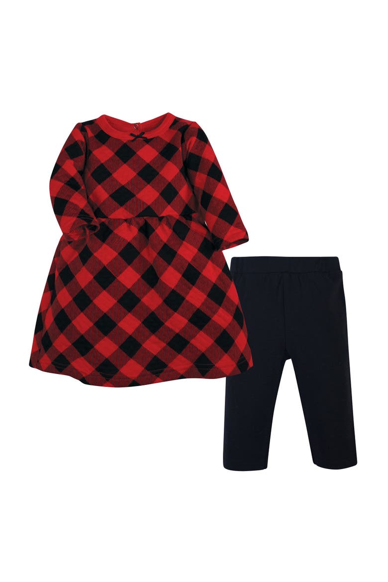Quilted Cotton Dress and Leggings, Main, color, Buffalo Plaid