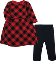 Hudson Baby Quilted Cotton Dress And Leggings