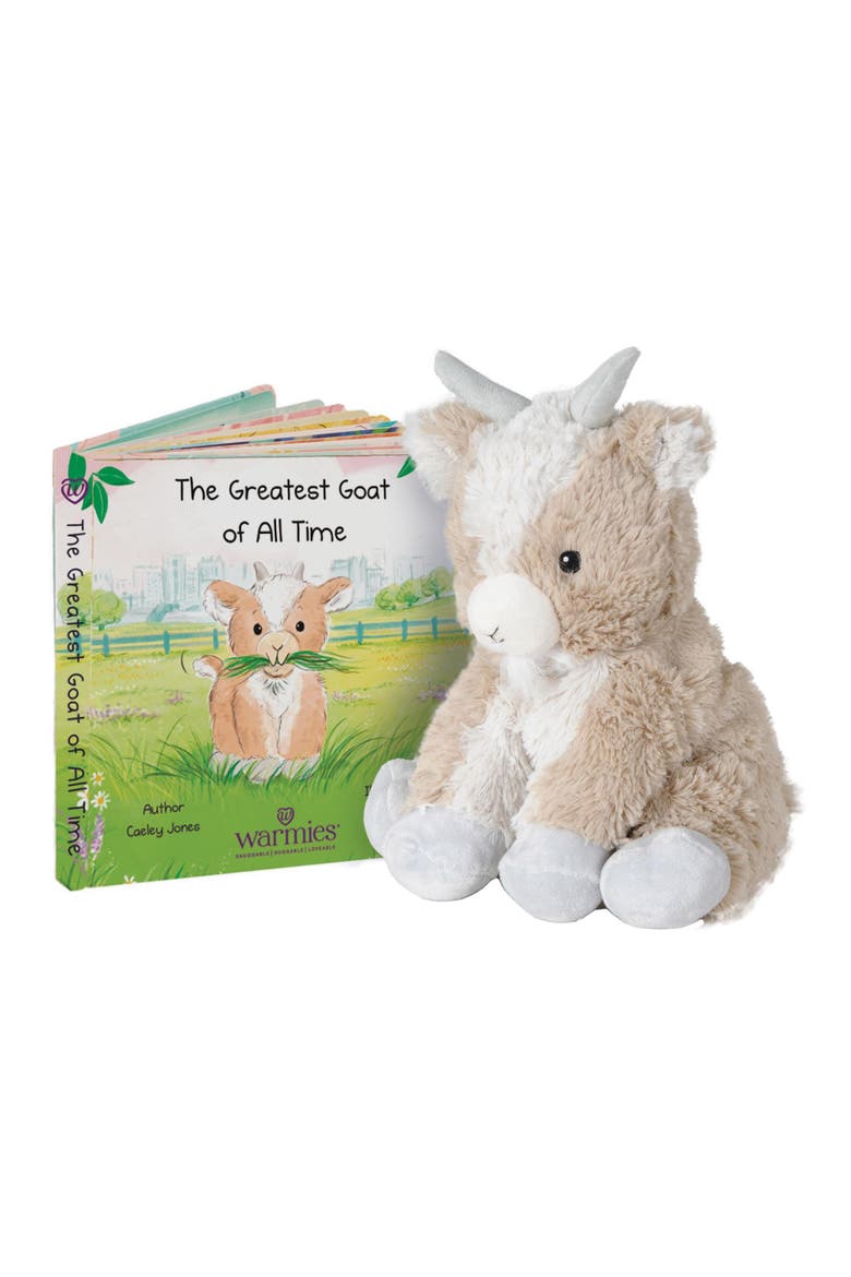 Warmies® Microwavable Plush 13" Goat and Board Book, Main, color, beige