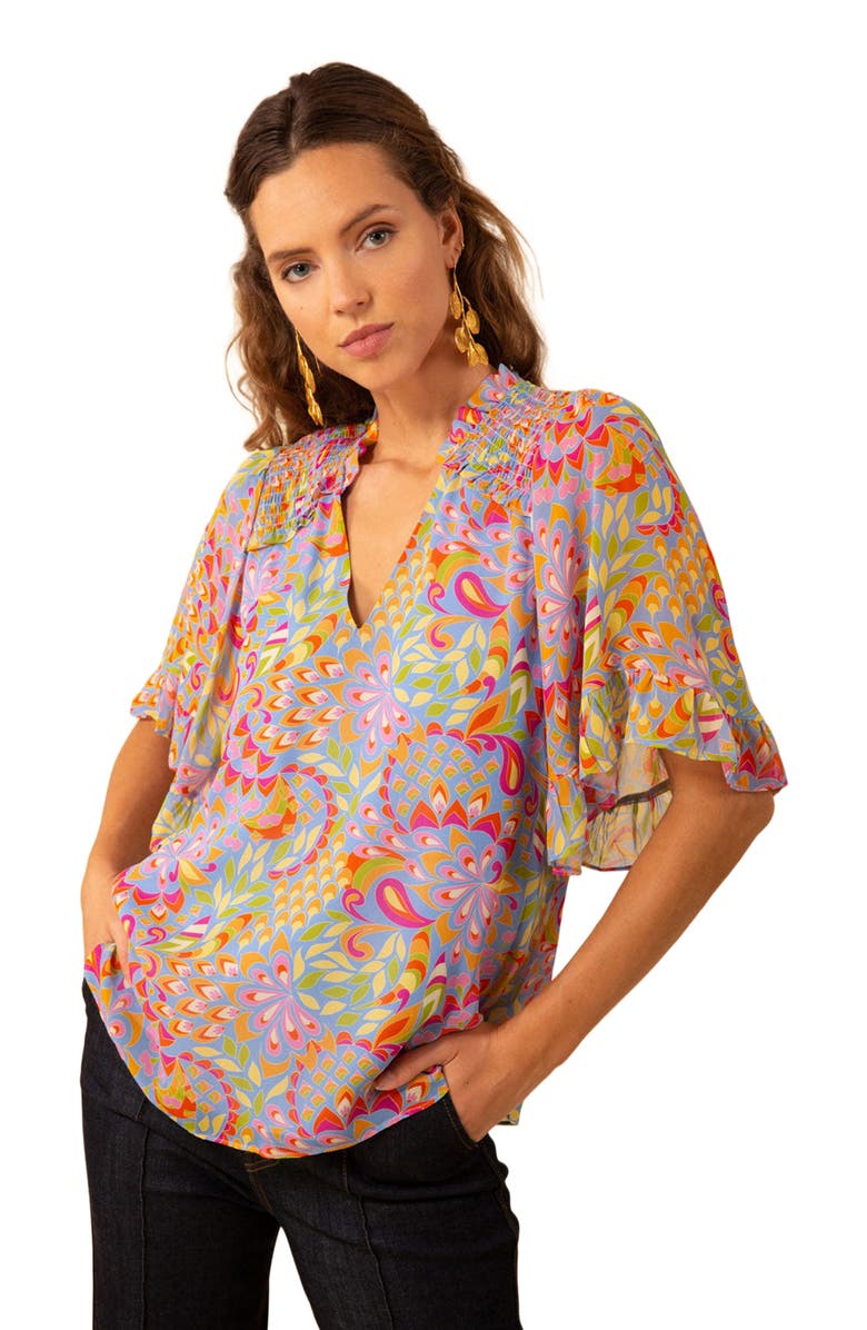 Hale Bob Diana Smocked Georgette Top, Alternate, color, 