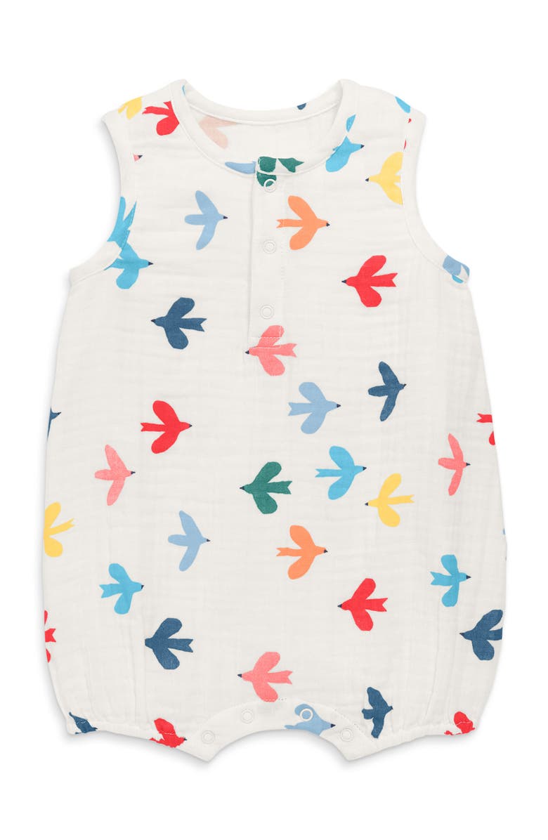 Primary Baby Henley Tank Shortie In Rainbow Birds, Main, color, 