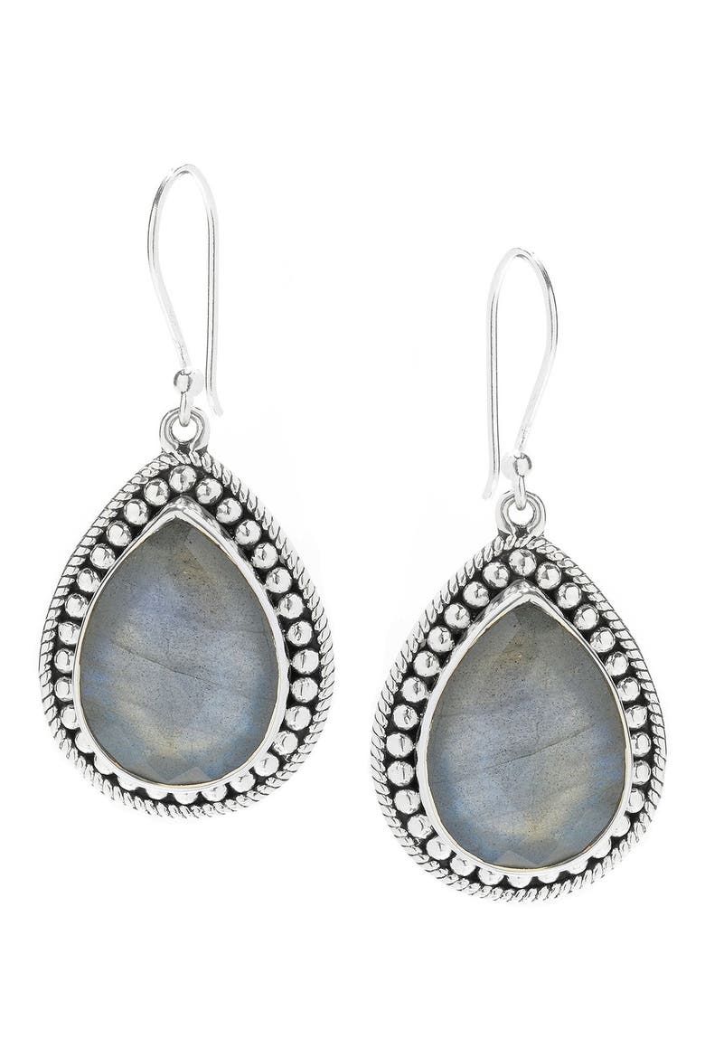 Labradorite Teardrop Earrings, Main, color, GREY
