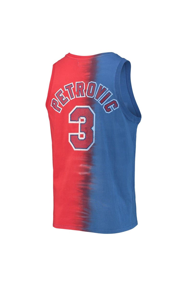 Mitchell & Ness Men's Mitchell & Ness Drazen Petrovic Blue/Red New Jersey Nets Hardwood Classics Tie-Dye Name & Number Tank Top, Alternate, color, 