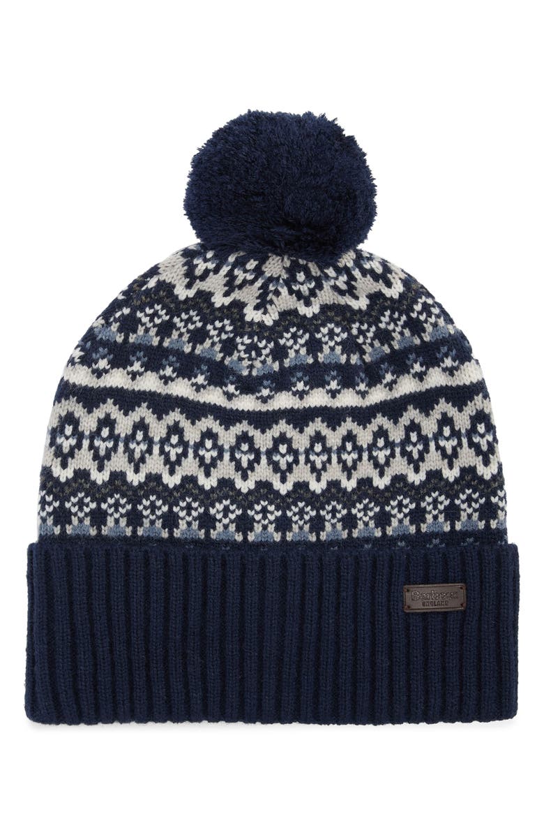 Barbour Marlow Fair Isle Beanie, Main, color, Navy