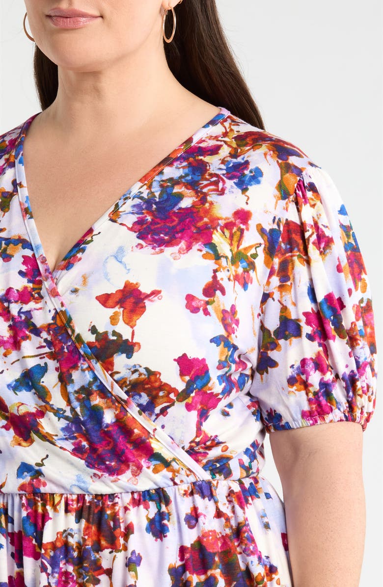 Loveappella Surplice Peplum Top, Alternate, color, Fuchsia/ Violet