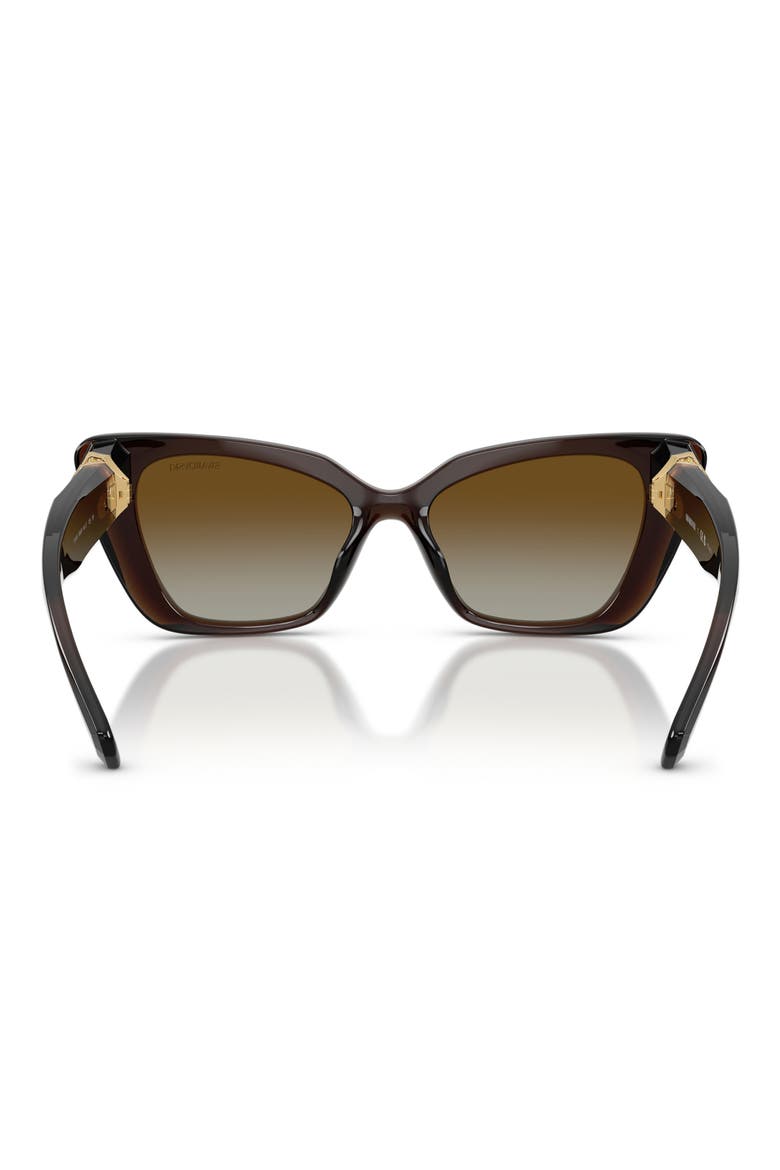 54mm Polarized Cat Eye Sunglasses, Alternate, color, TRANSPARENT BROWN / POLAR