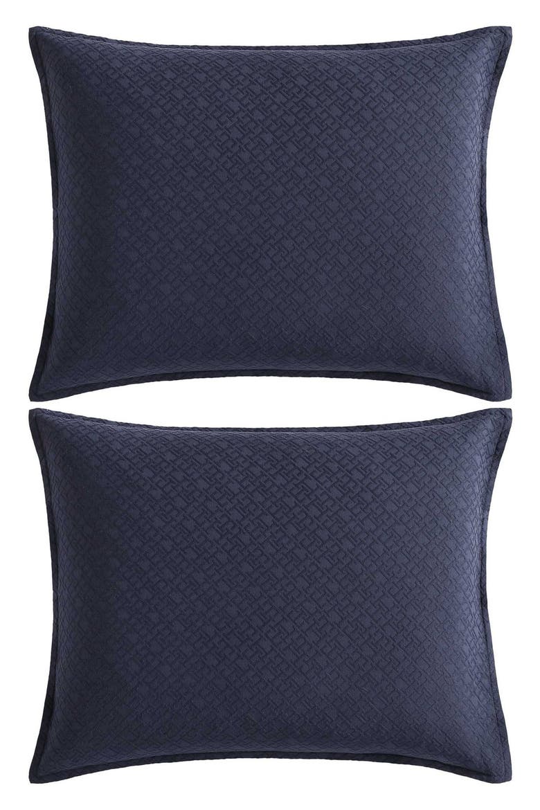 Monogram Matelassé Comforter & Pillow Shams Set, Alternate, color, NAVY