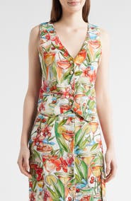 FARM Rio Cocktail Print Linen Vest