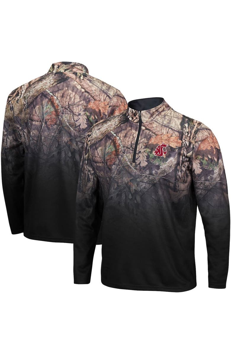 COLOSSEUM Men's Colosseum Black Washington State Cougars Mossy Oak Fleet II Quarter-Zip Jacket, Alternate, color, 