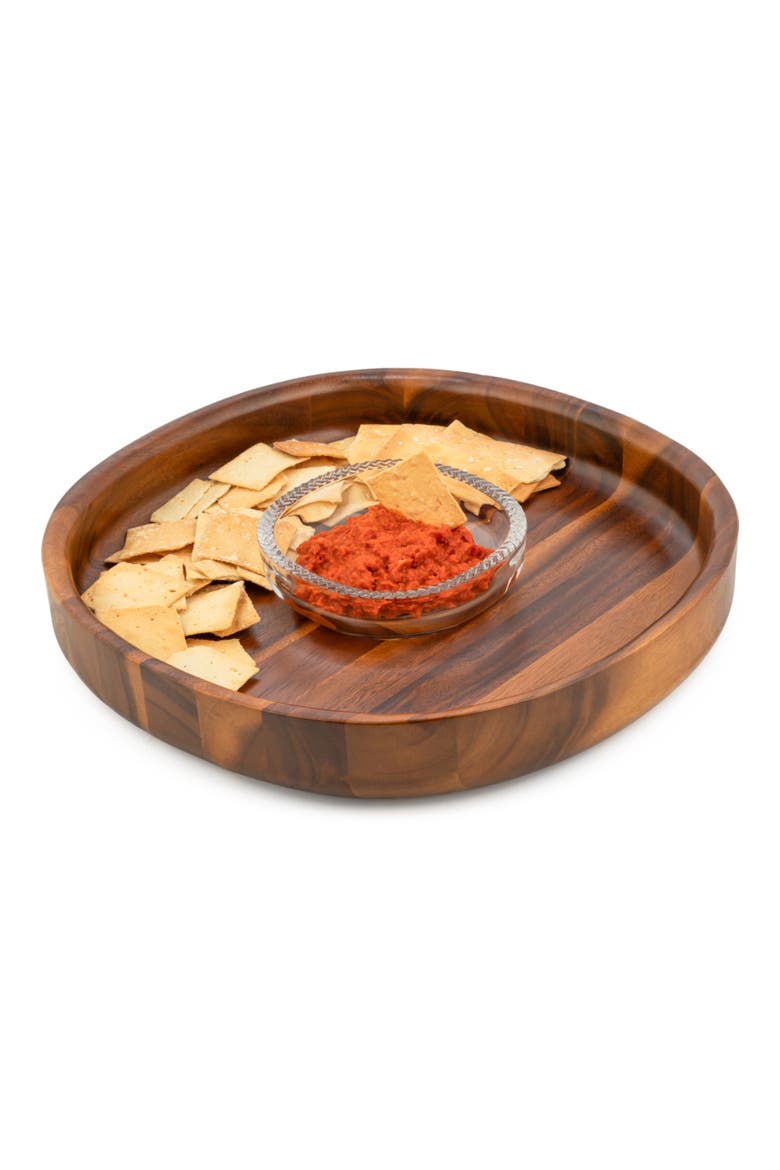 Wood & Glass Chip & Dip Set, Alternate, color, BROWN