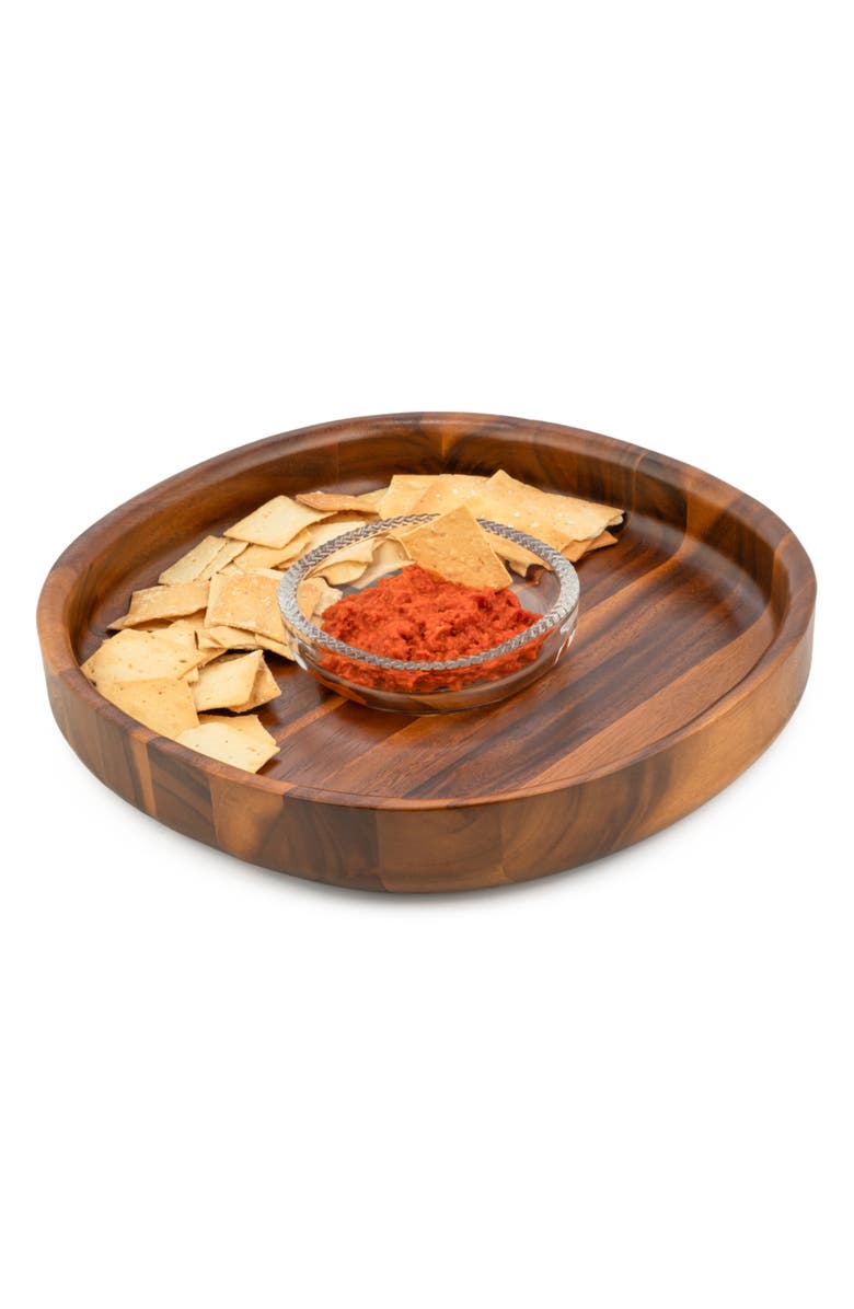 Nambé Wood & Glass Chip & Dip Set, Alternate, color, Brown