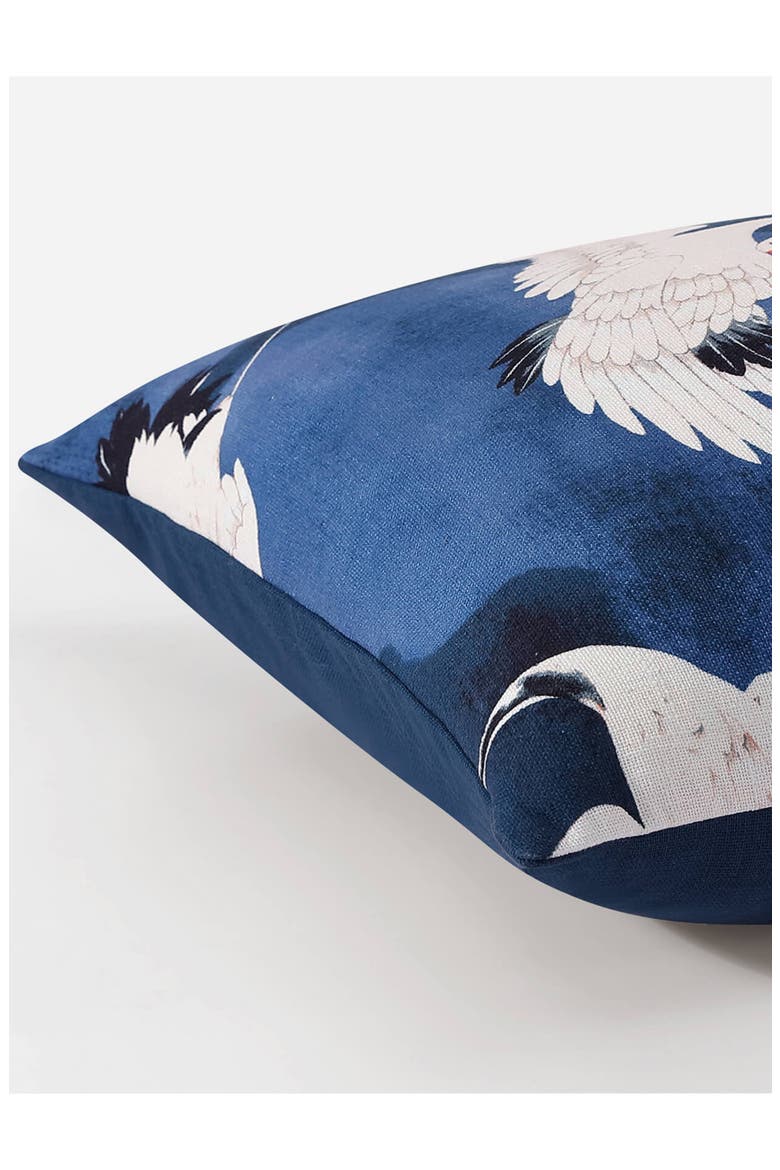 Crane in the Clouds Big Throw Pillow, Alternate, color, BARITONE BLUE