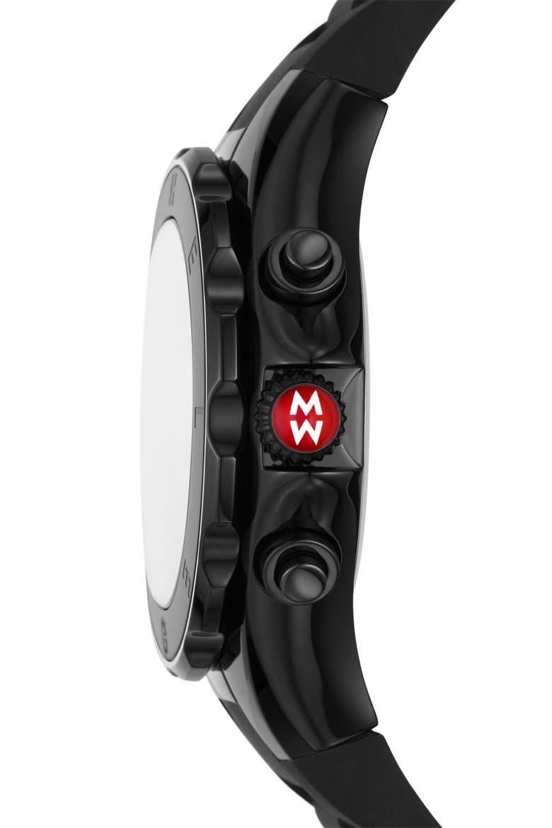 Jellybean Chronograph Silicone Strap Watch, 38mm, Alternate, color, BLACK
