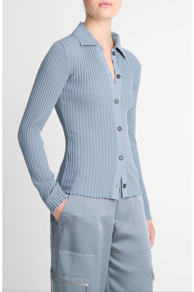 Front Button Rib Polo Top, Alternate, color, GRAPHITE