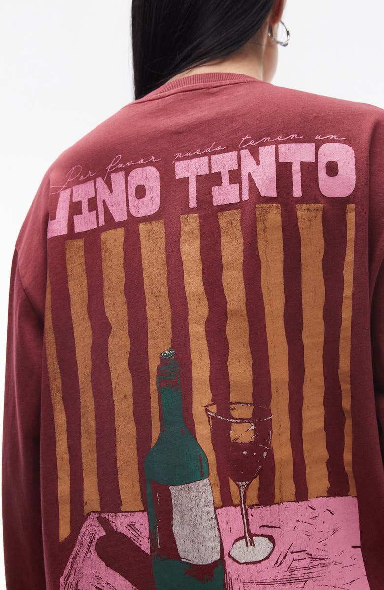 Topshop Vinto Tinto Long Sleeve Graphic T-Shirt, Alternate, color, Burgundy