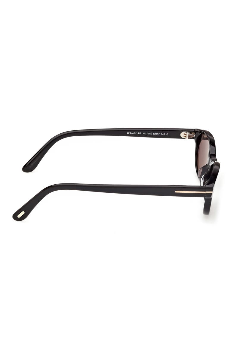 Chloe 52mm Oval Sunglasses, Alternate, color, SHINY BLACK / SMOKE LENS