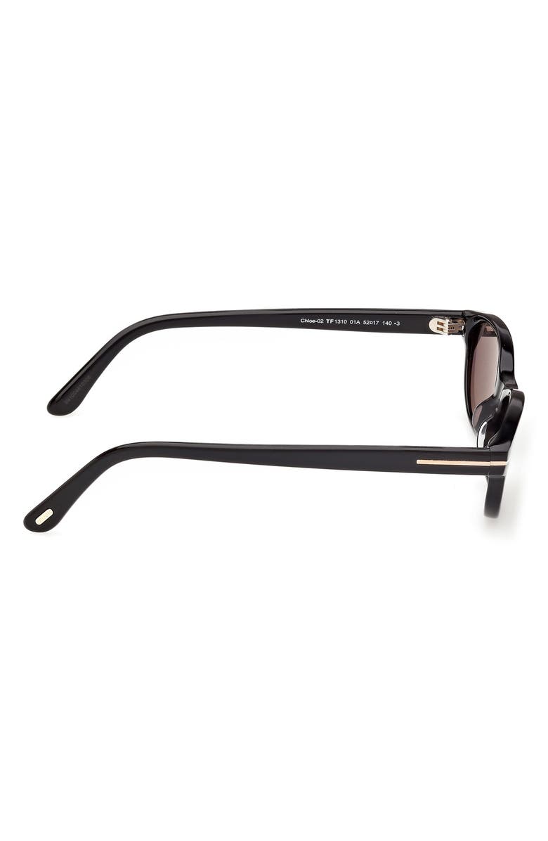 TOM FORD Chloe 52mm Oval Sunglasses, Alternate, color, Shiny Black / Smoke Lens
