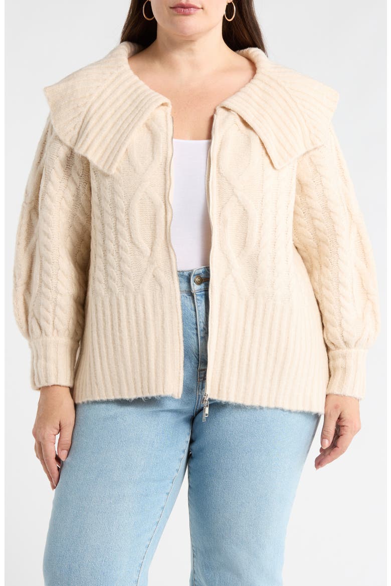 Mitchell Crop Zip Cardigan, Main, color, CREAM