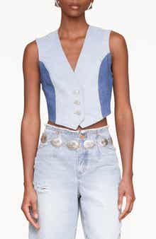 Avec Les Filles Colorblock Denim Vest