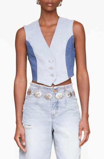 Avec Les Filles Colorblock Denim Vest