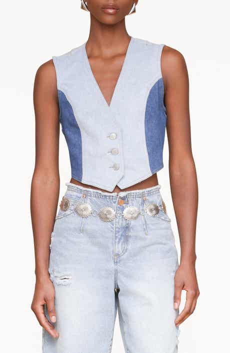 Avec Les Filles Colorblock Denim Vest