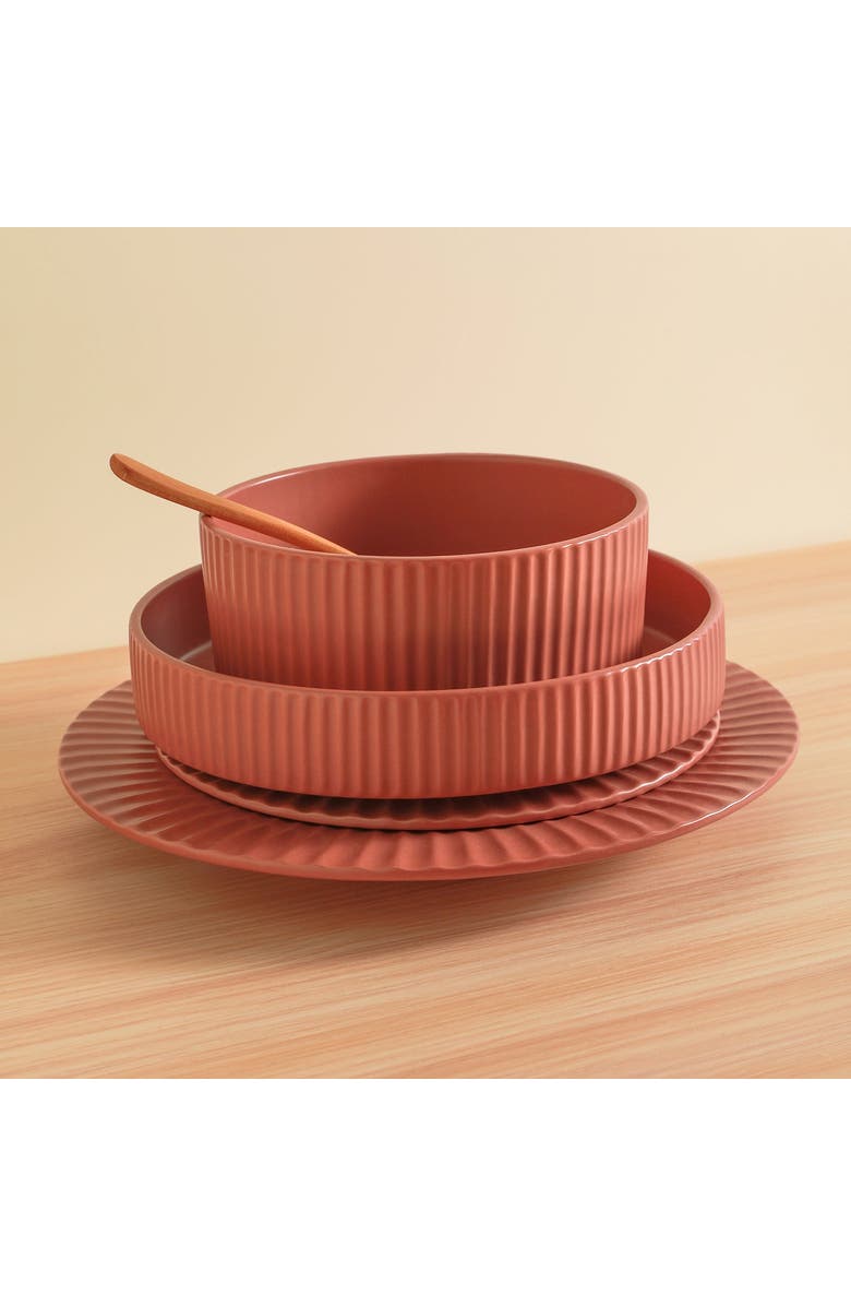 Christian Siriano Lusso Stoneware 32-Piece Dinnerware Set, Alternate, color, Redwood 16-Piece