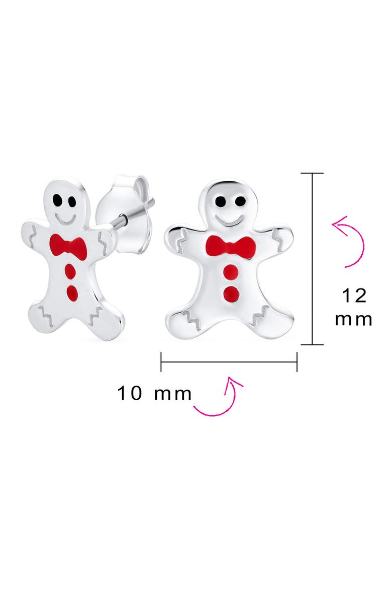 Gingerbread Stud Earrings, Alternate, color, SILVER