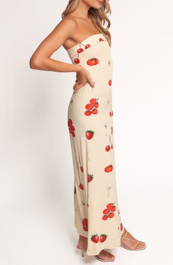 Adela Printed Strapless Maxi Dress