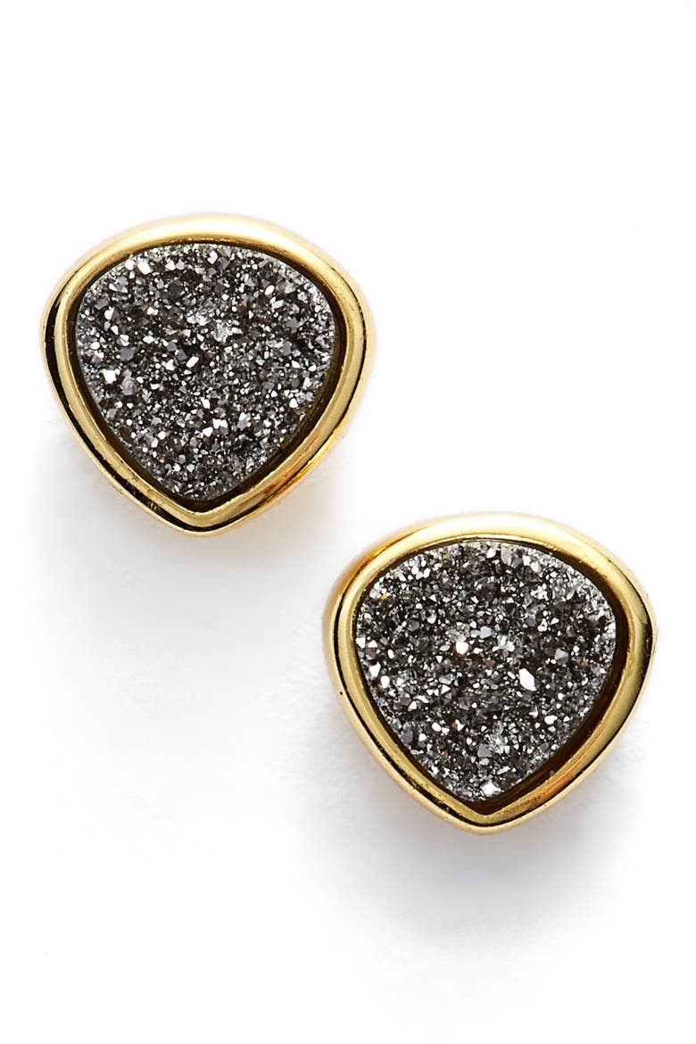 Sonya Renee Drusy Stud Earrings, Main, color, DARK SILVER