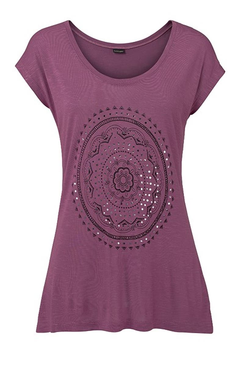 LASCANA Women's Mosaic Boho Print Top, Alternate, color, Berry