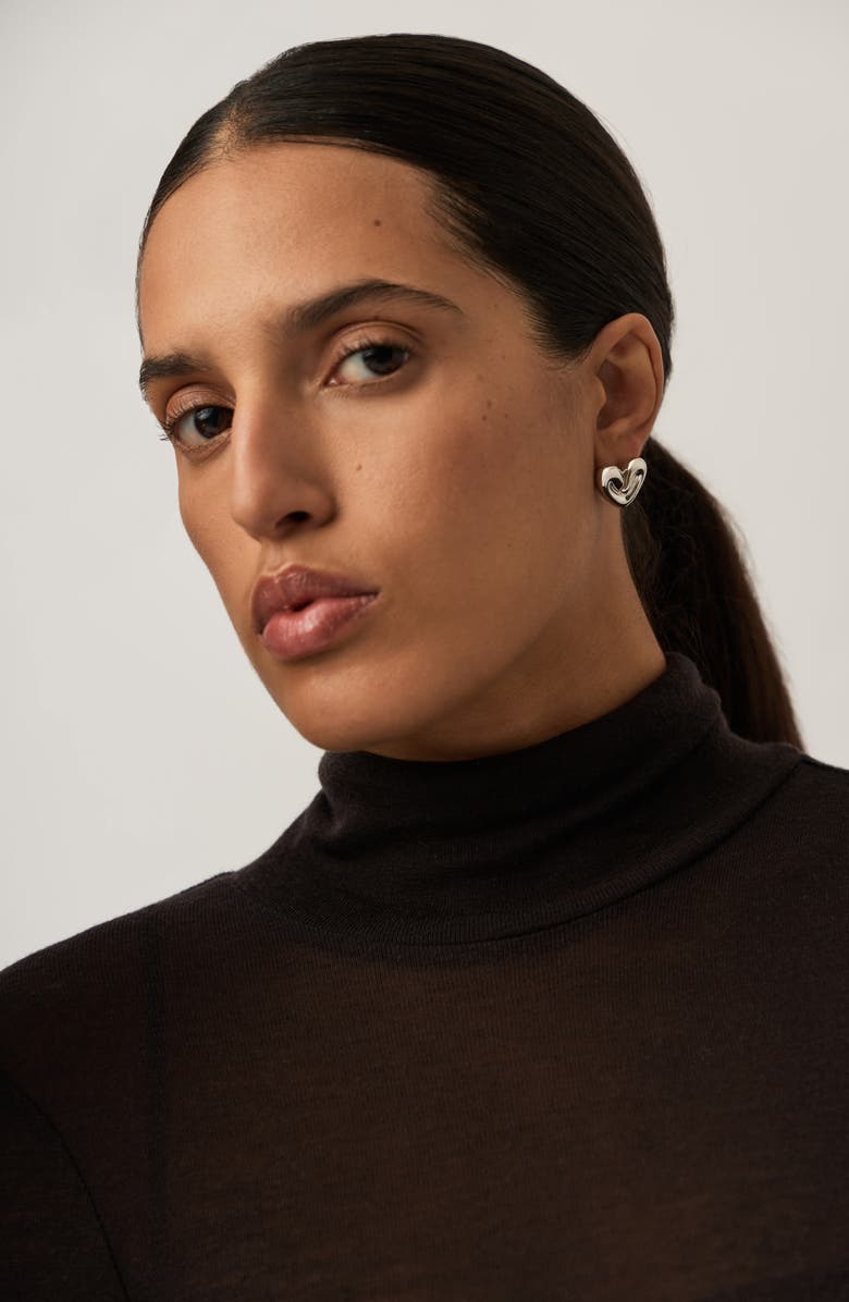 Missoma Puffy Heart Stud Earrings, Alternate, color, Silver