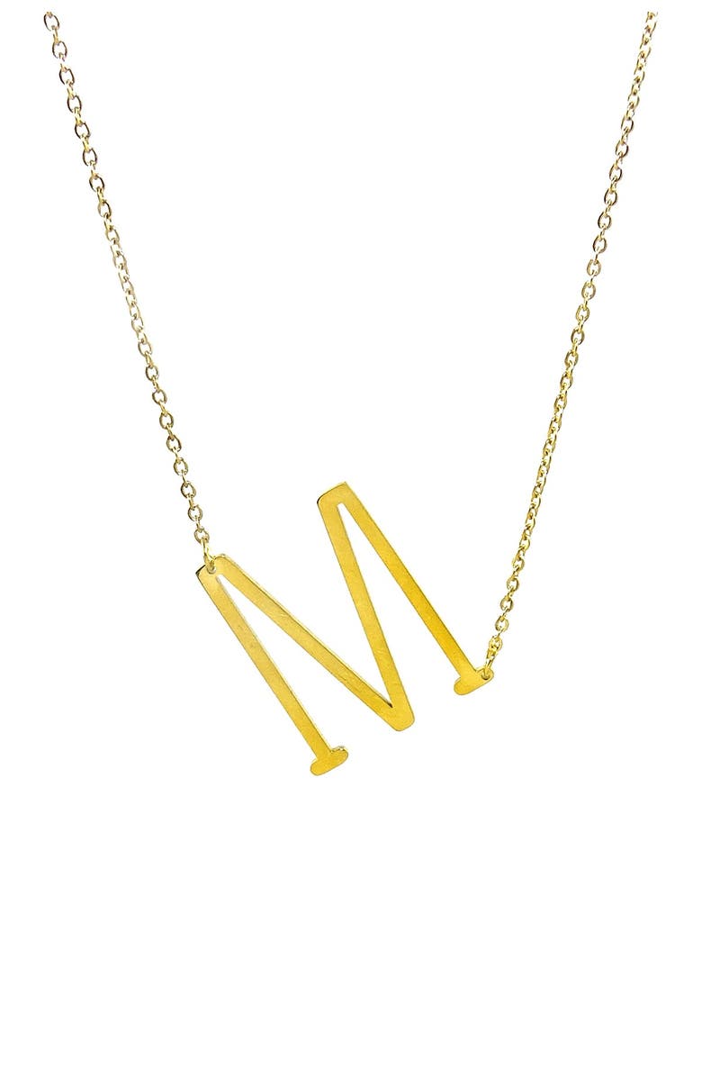 SAVVY CIE JEWELS 14K Gold Plated Initial Pendant Necklace with Gift Box - Multiple Letters Available, Alternate, color, Yellow