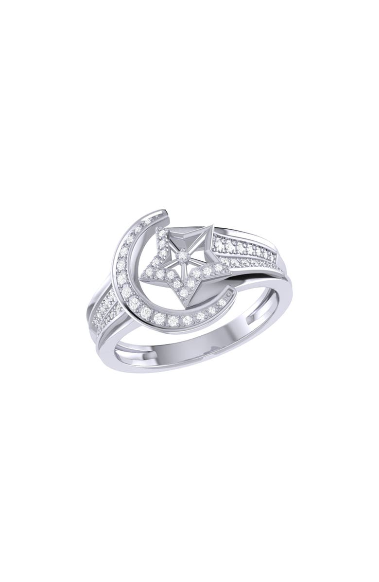 LuvMyJewelry Luna Comet Sterling Silver Diamond Ring, Main, color, Silver