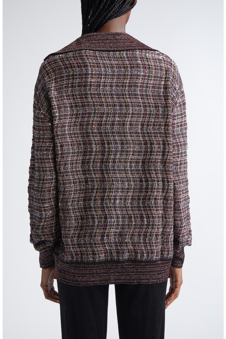 Sequin Embellished Wool Blend Polo Sweater, Alternate, color, PINK AND BROWN TONES